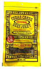 Cedar Creek Beef Jerky thin sliced 4oz pack for on the go protein
