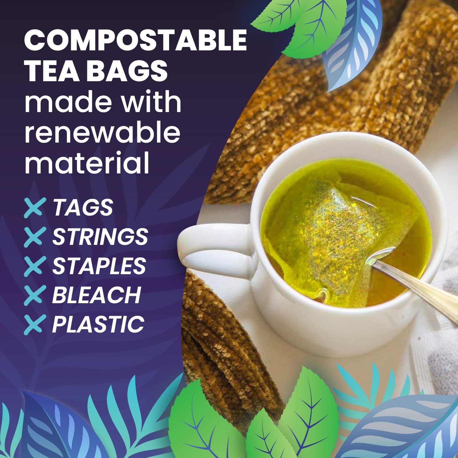 Cederberg Abaca tea bags, compostable and glue-free for eco-friendly use.