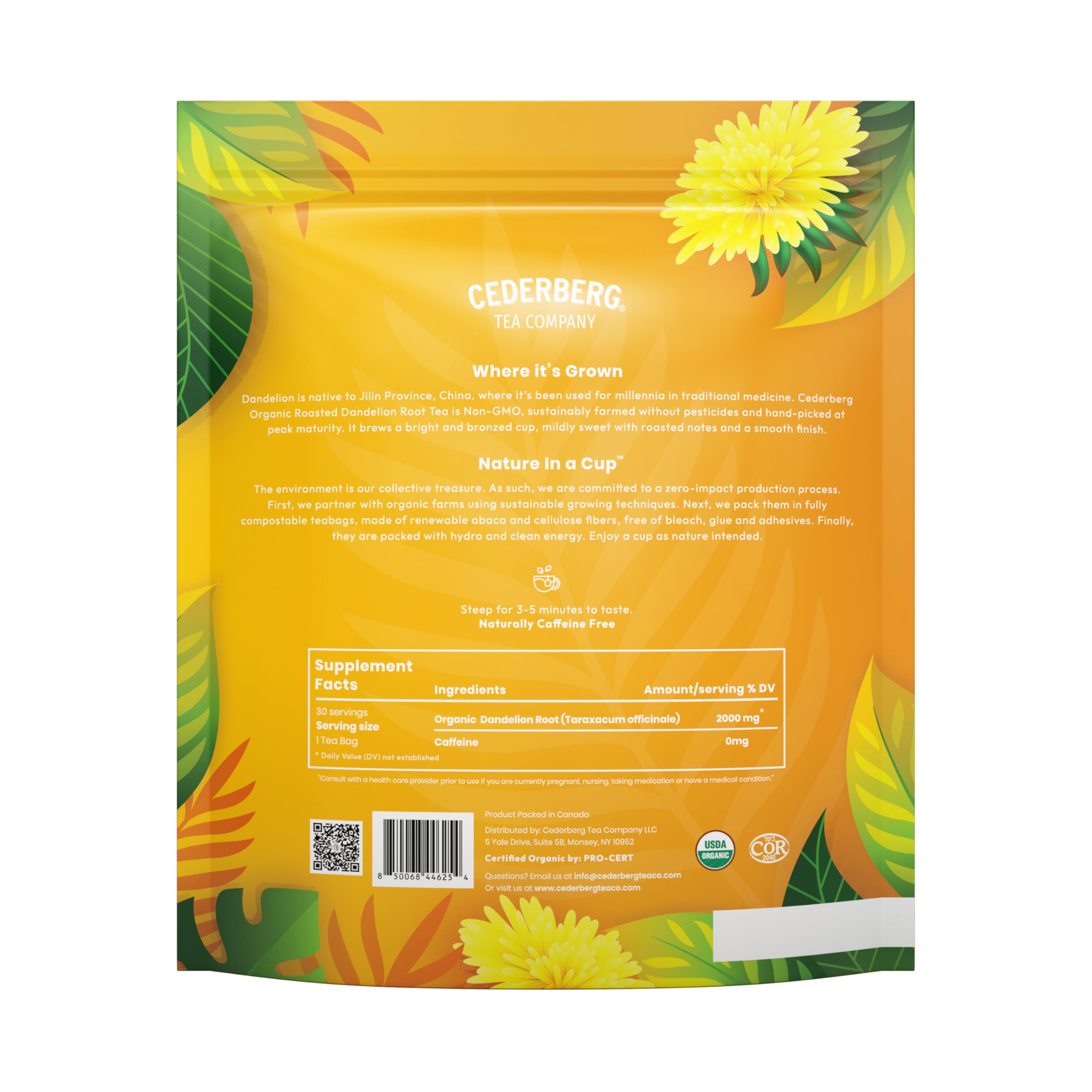 Infuser-ready blend from Cederberg Dandelion Root Tea for fresh herbal aroma