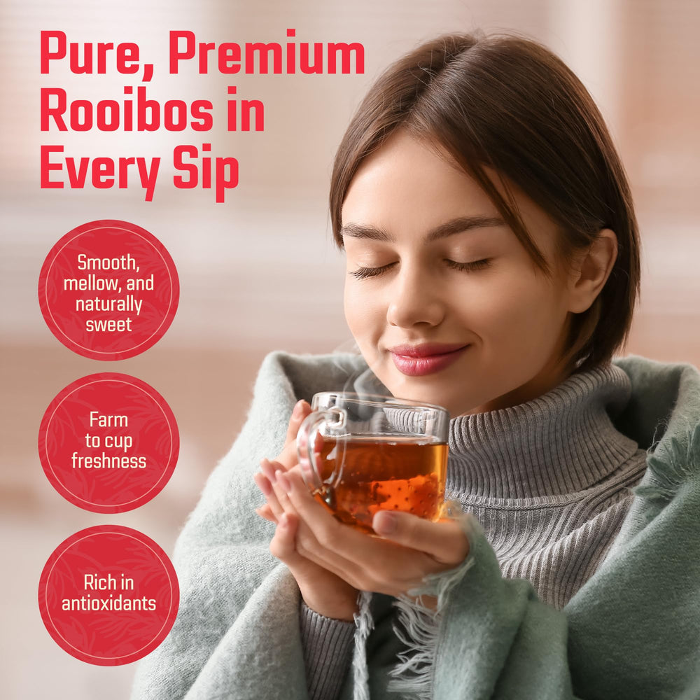 Cederberg Red Rooibos tea deep amber color signals full-bodied, caffeine-free option.