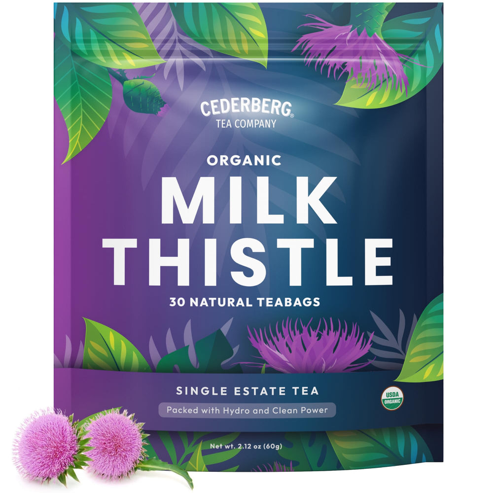 Cederberg Milk Thistle tea bags showcase bold flavor and caffeine-free enjoyment.