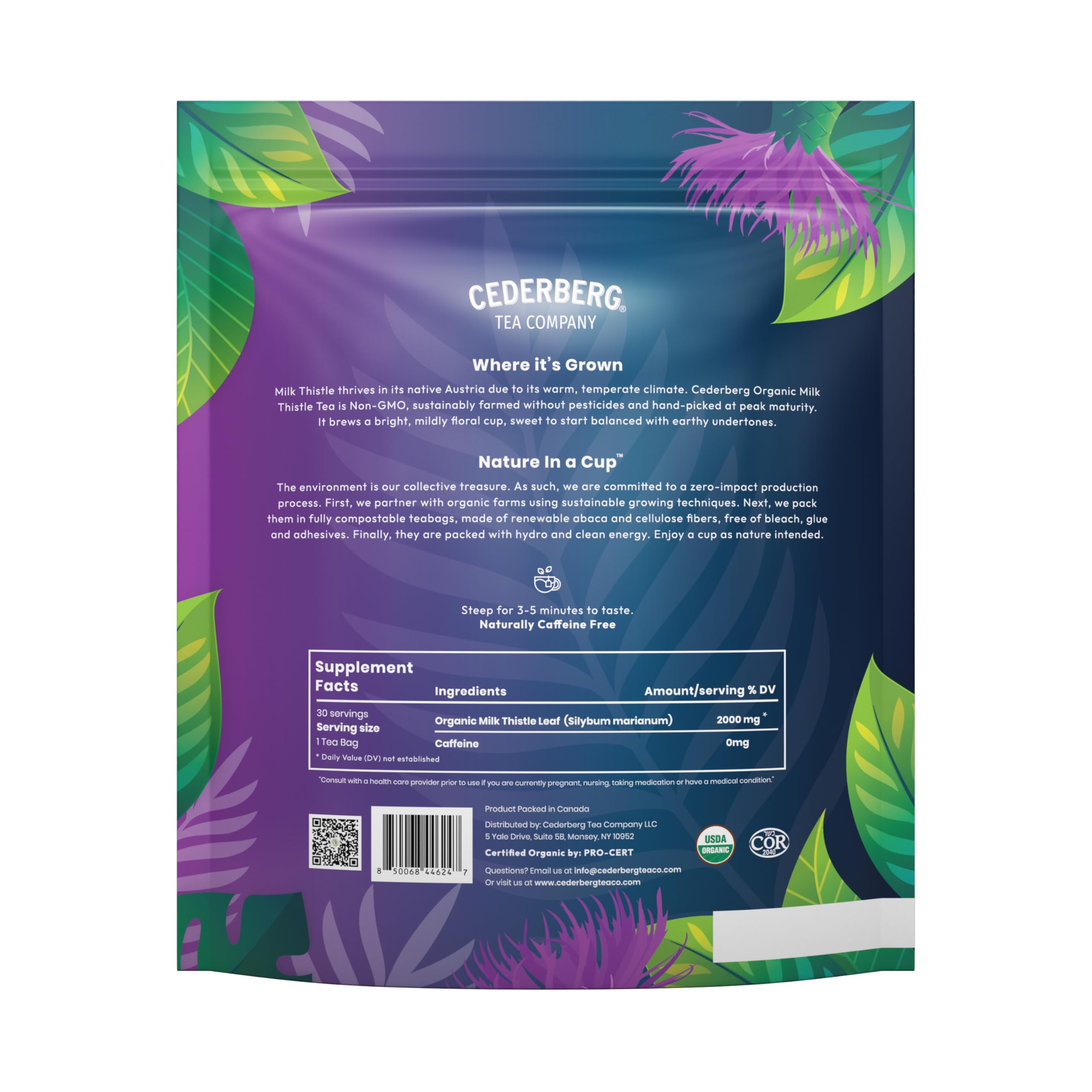 Cederberg non-GMO label assures natural, additive-free tea.