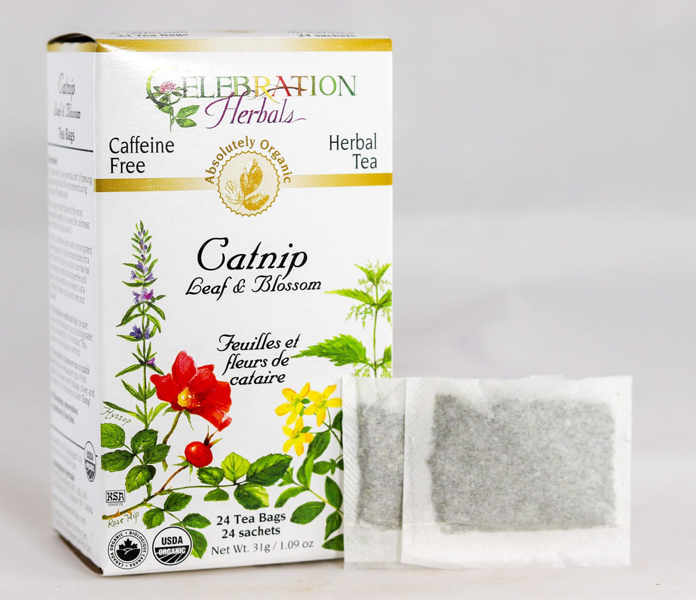 Celebration Herbals catnip leaf closeup highlights organic aroma and soothing herbal notes.