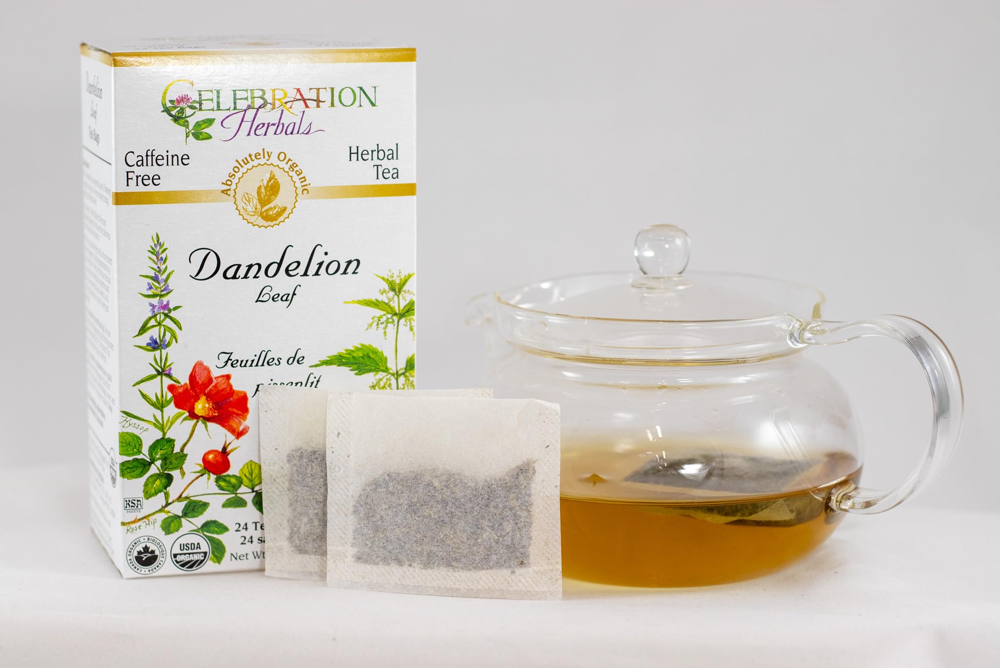 Celebration Herbals Dandelion Leaf Tea Bags close-up of organic content