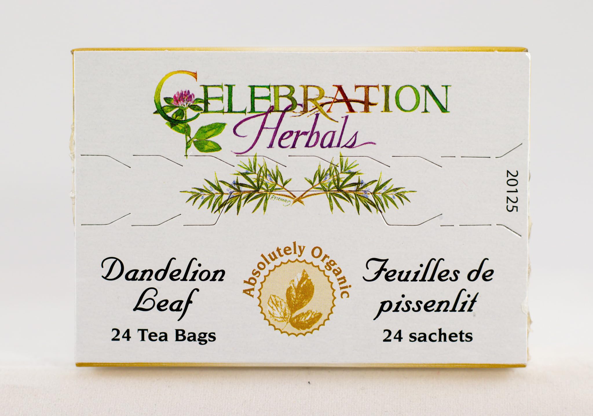 Celebration Herbals Dandelion Leaf Tea Bags organic packaging badge visible