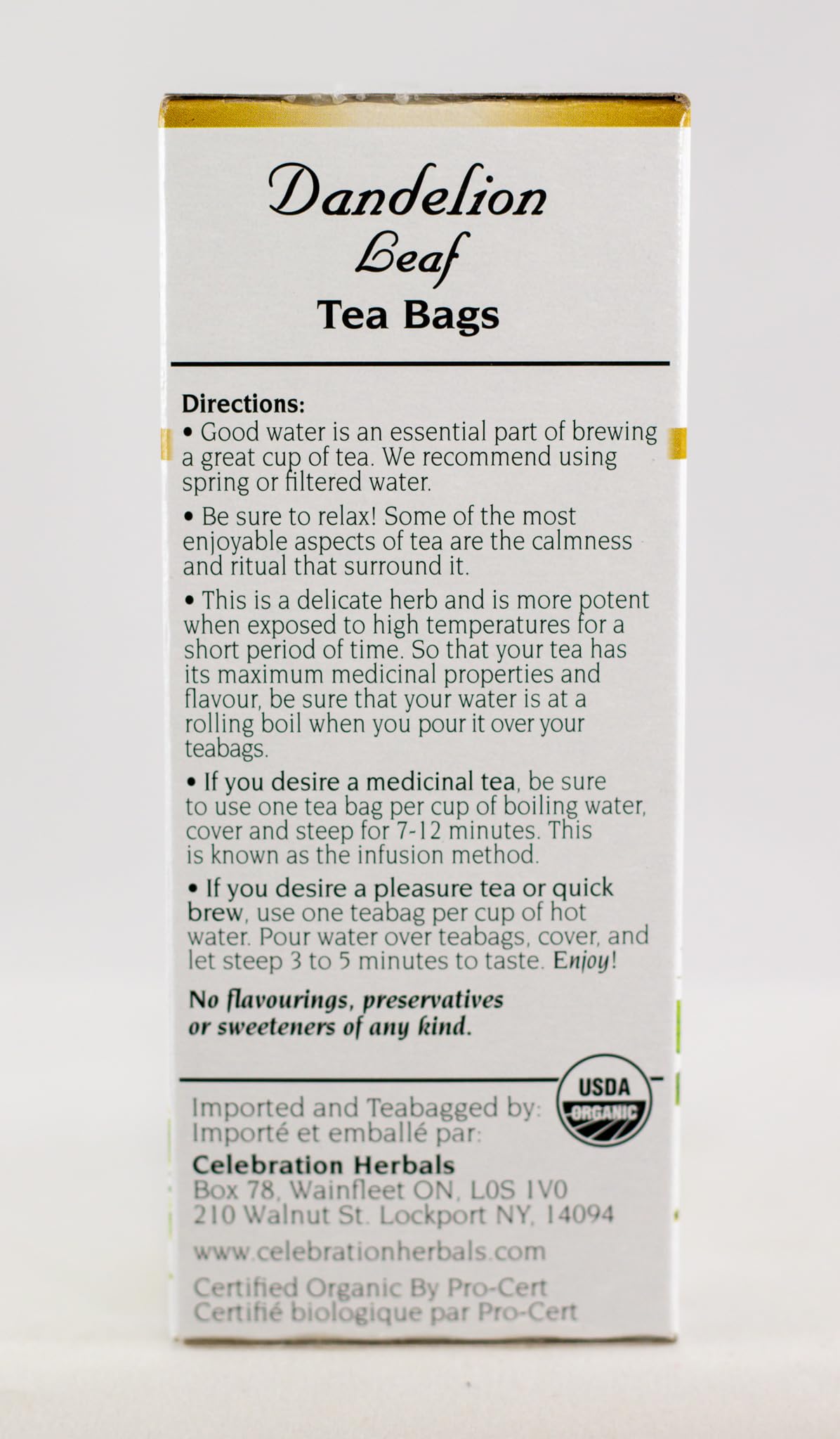 Celebration Herbals Dandelion Leaf Tea Bags in a teapot infusion setup