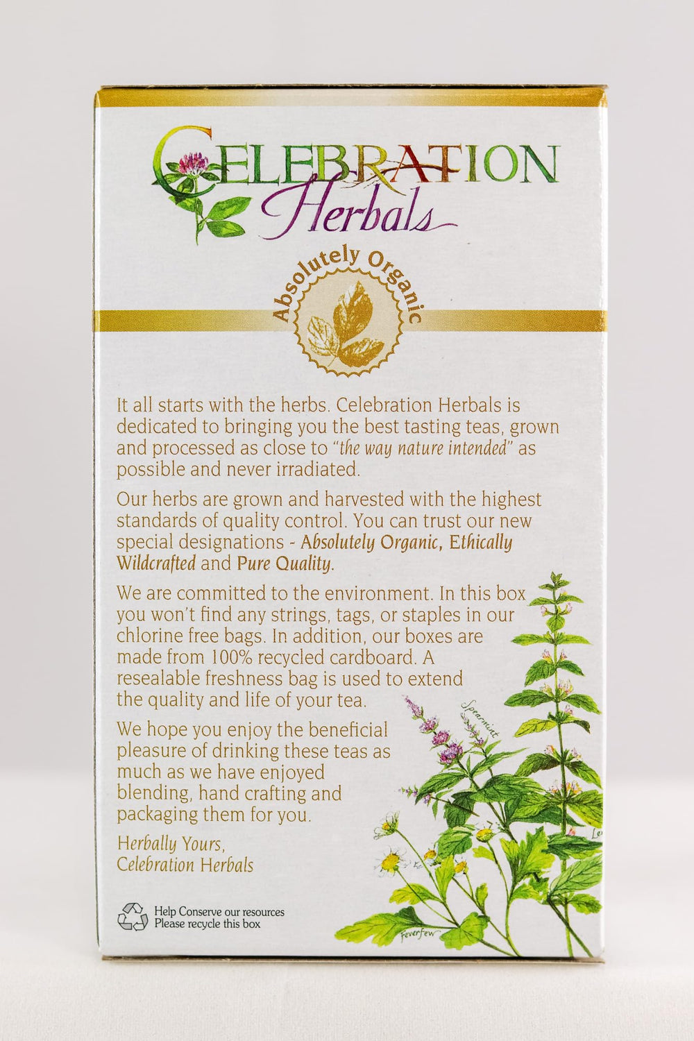 Celebration Herbals hot cup steams from a fragrant anise brew.