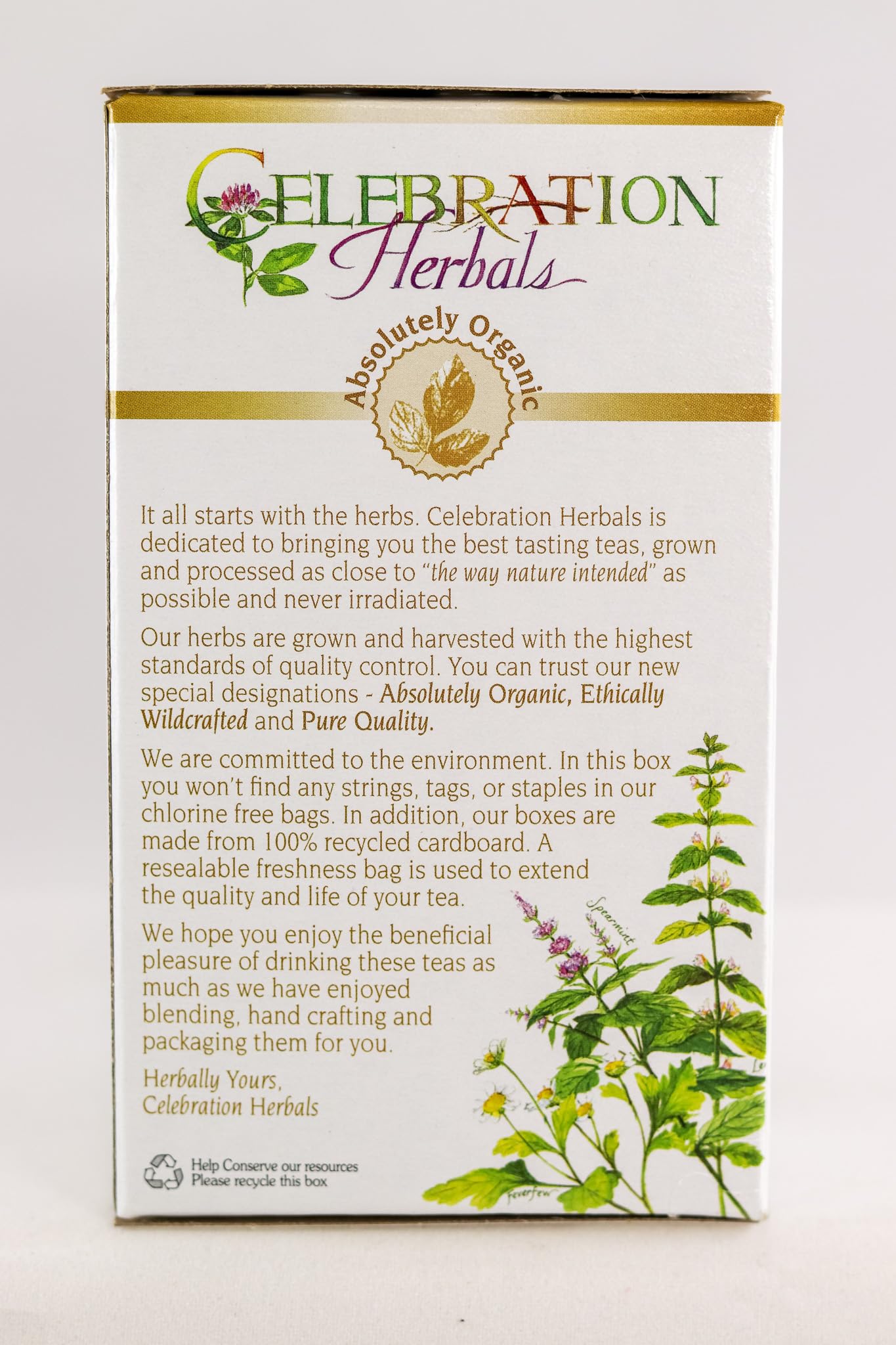 Celebration Herbals 24-count box on kitchen counter, ready for mindful sips.