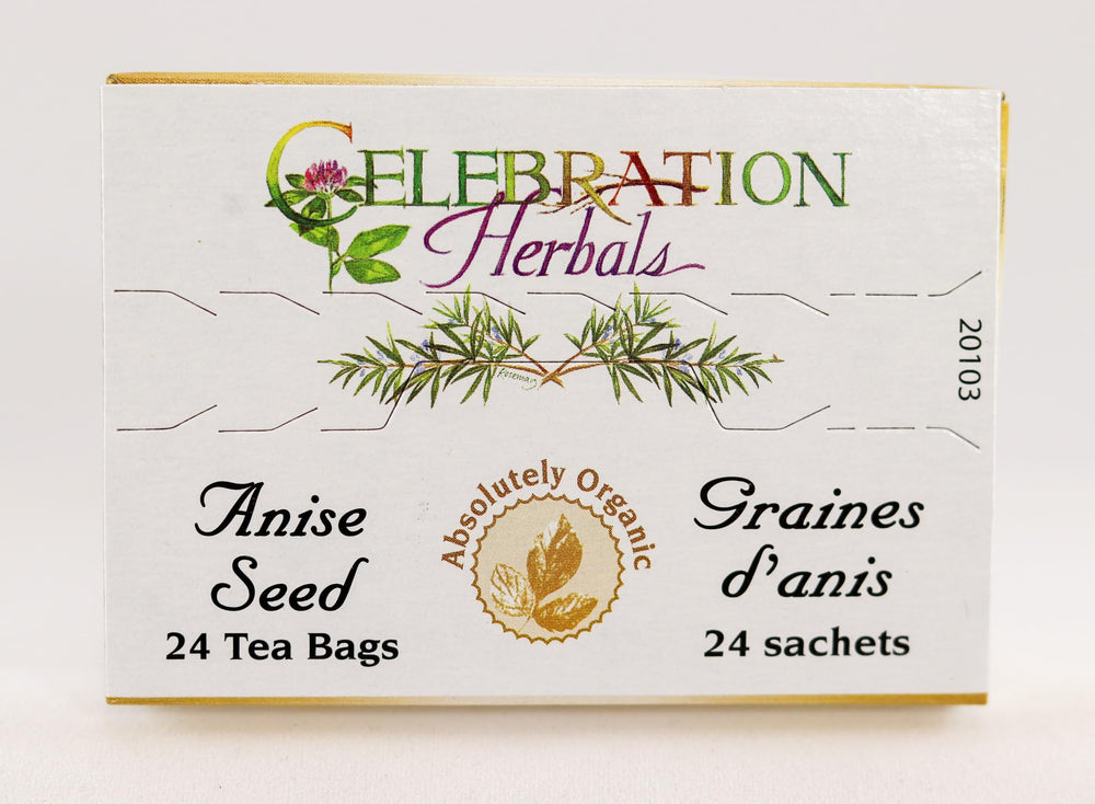 Celebration Herbals organic certifications label on box signaling quality.