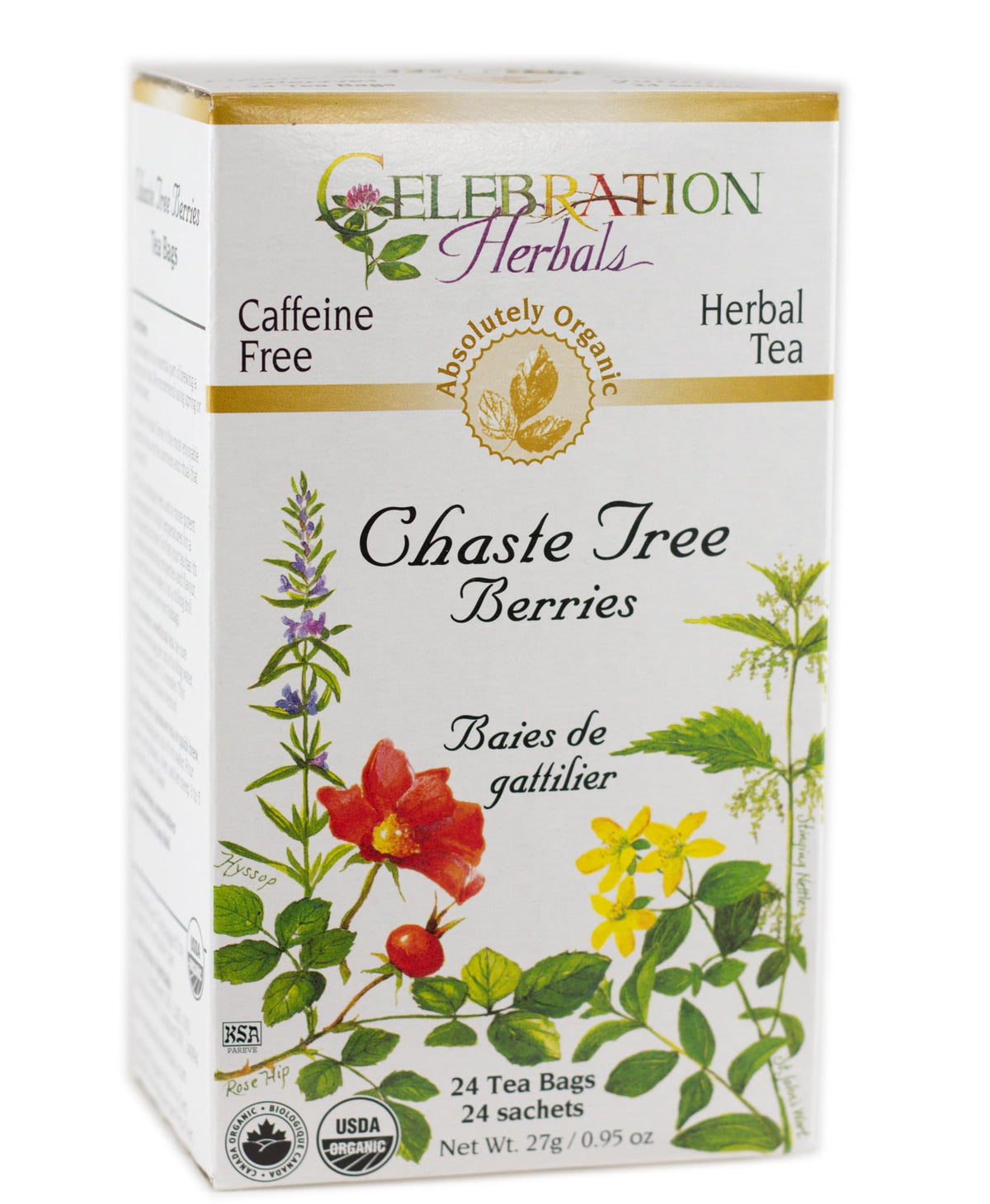 Celebration Herbals chaste tree tea bag with calming aroma for a quiet evening