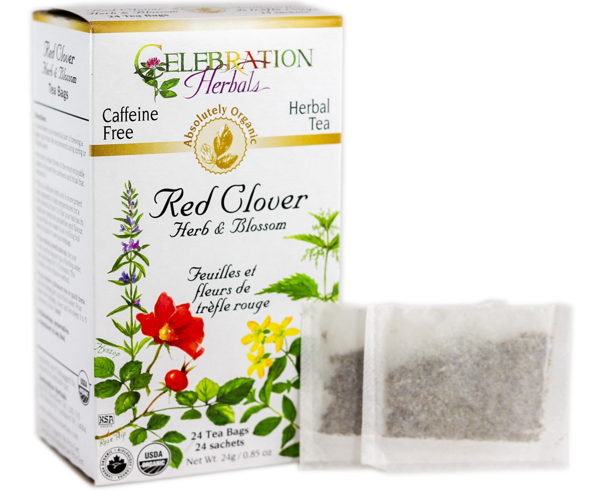Celebration Herbals organic red clover herbs for a fragrant infusion