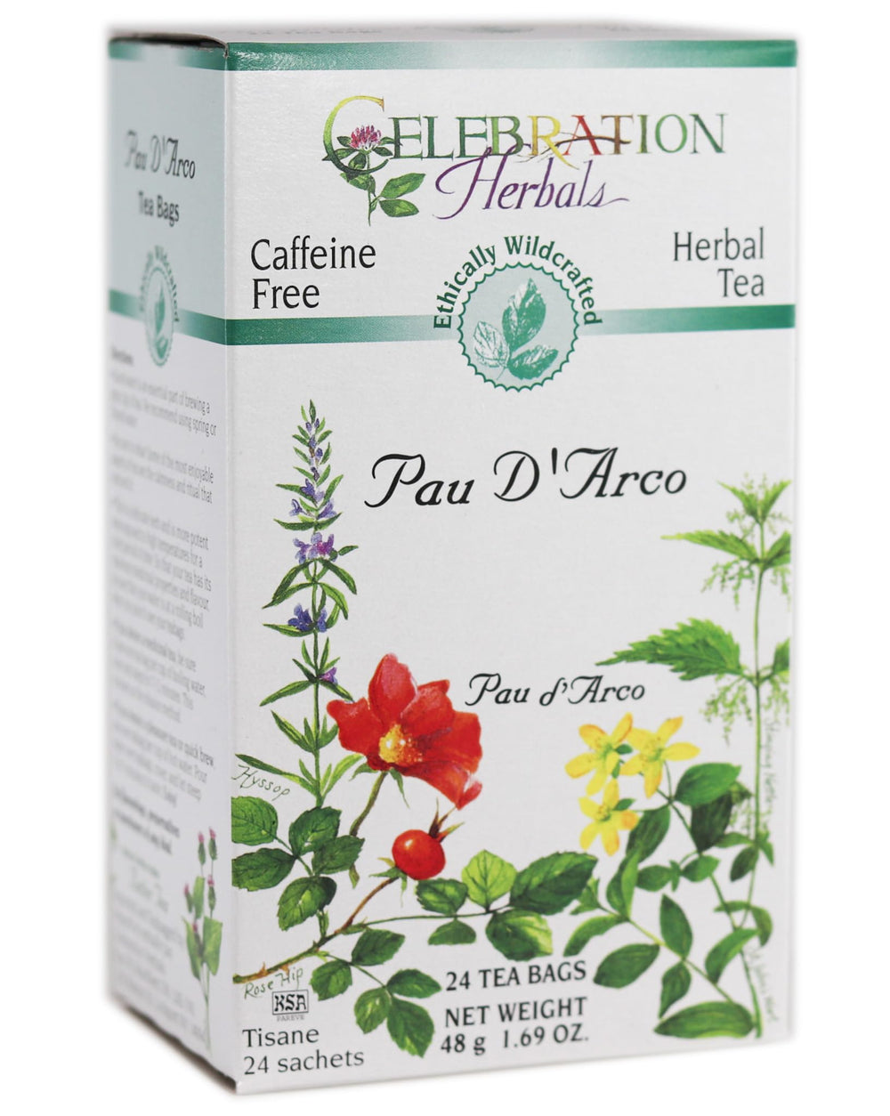Celebration Herbals Pau D'Arco tea bags pack for a comforting hot tea ritual