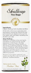 Celebration Herbals skullcap tea bags in cup, highlighting soothing aroma and gentle flavor.