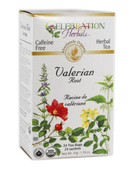 Celebration Herbals Valerian Root Tea Bags ready for a calming, caffeine-free cup