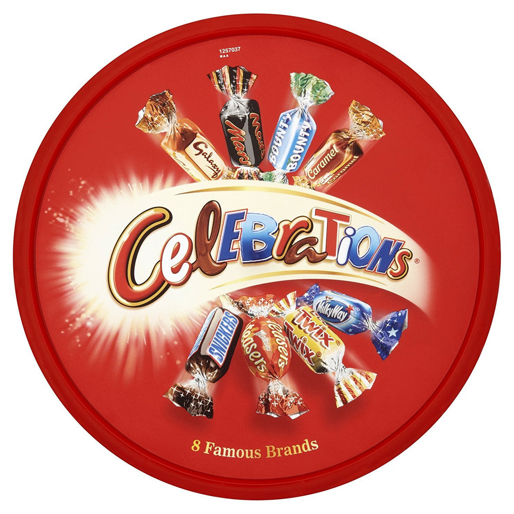 Celebrations chocolate tub 500g mix of minis, perfect for sharing at parties.