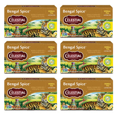 Celestial Seasonings Bengal Spice tea bags offer a caffeine-free chai-inspired brewing experience.