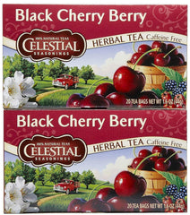 Celestial Seasonings Black Cherry Berry tea bags in a 20-count box, ideal for comforting hot tea.
