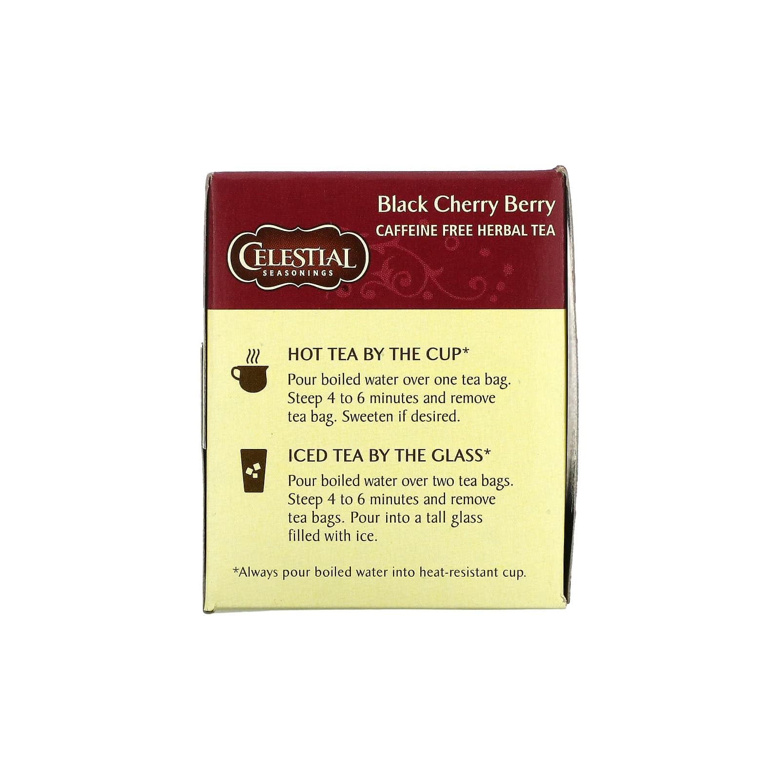 Gluten-free Celestial Seasonings Black Cherry Berry tea is caffeine-free and smooth.