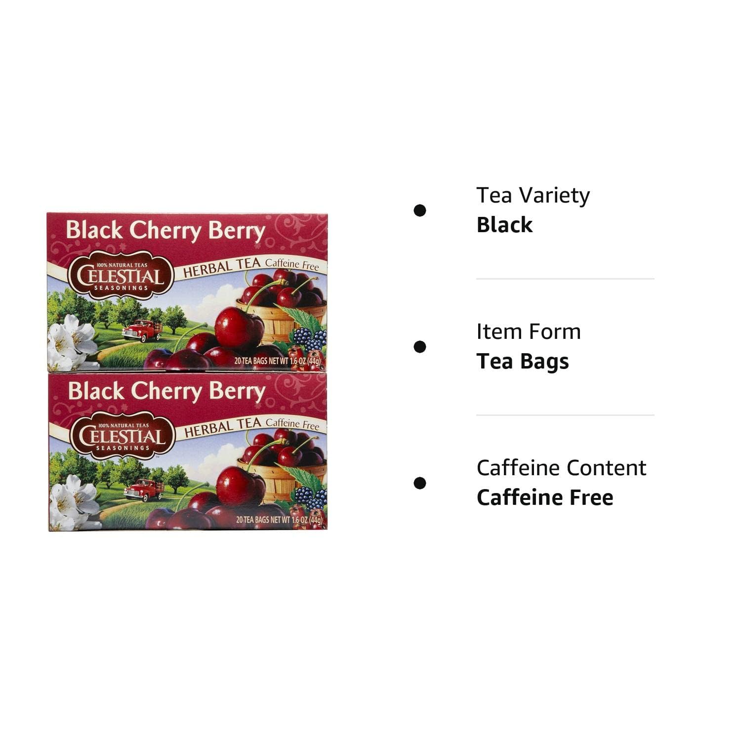 Natural flavors highlight cherry and berry notes in Celestial Seasonings tea.