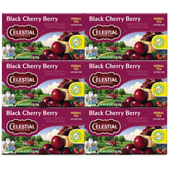 Celestial Seasonings Black Cherry Berry tea bags ready to brew a soothing cup.