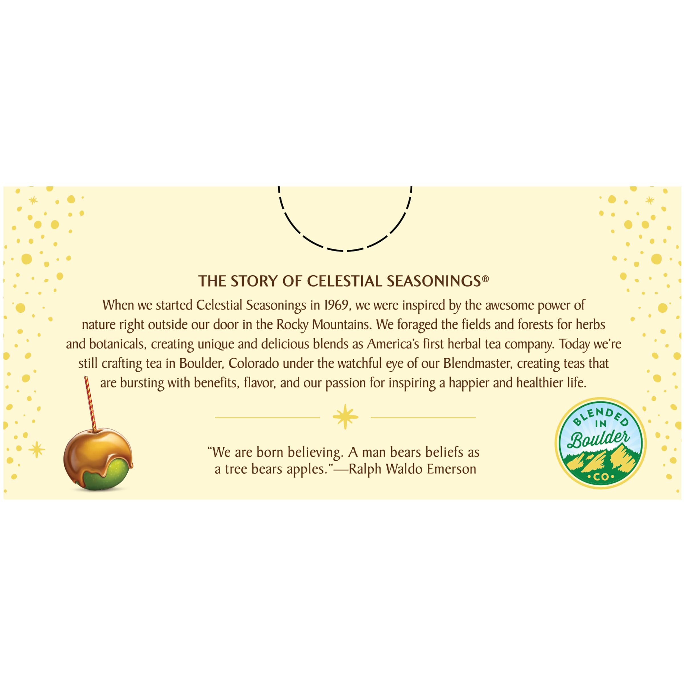 Celestial Seasonings Caramel Apple Dream packaging display shows a ready-to-share six-box set