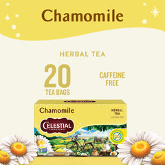 A warm cup steeping with Celestial Seasonings Chamomile for a calming ritual