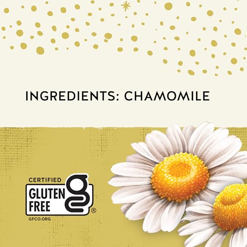 Celestial Seasonings Chamomile tea packaging emphasizes 100% natural ingredients.