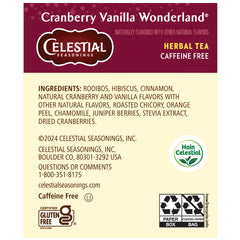 Celestial Seasonings Cranberry Vanilla Wonderland cup of herbal tea, perfect for relaxing evenings
