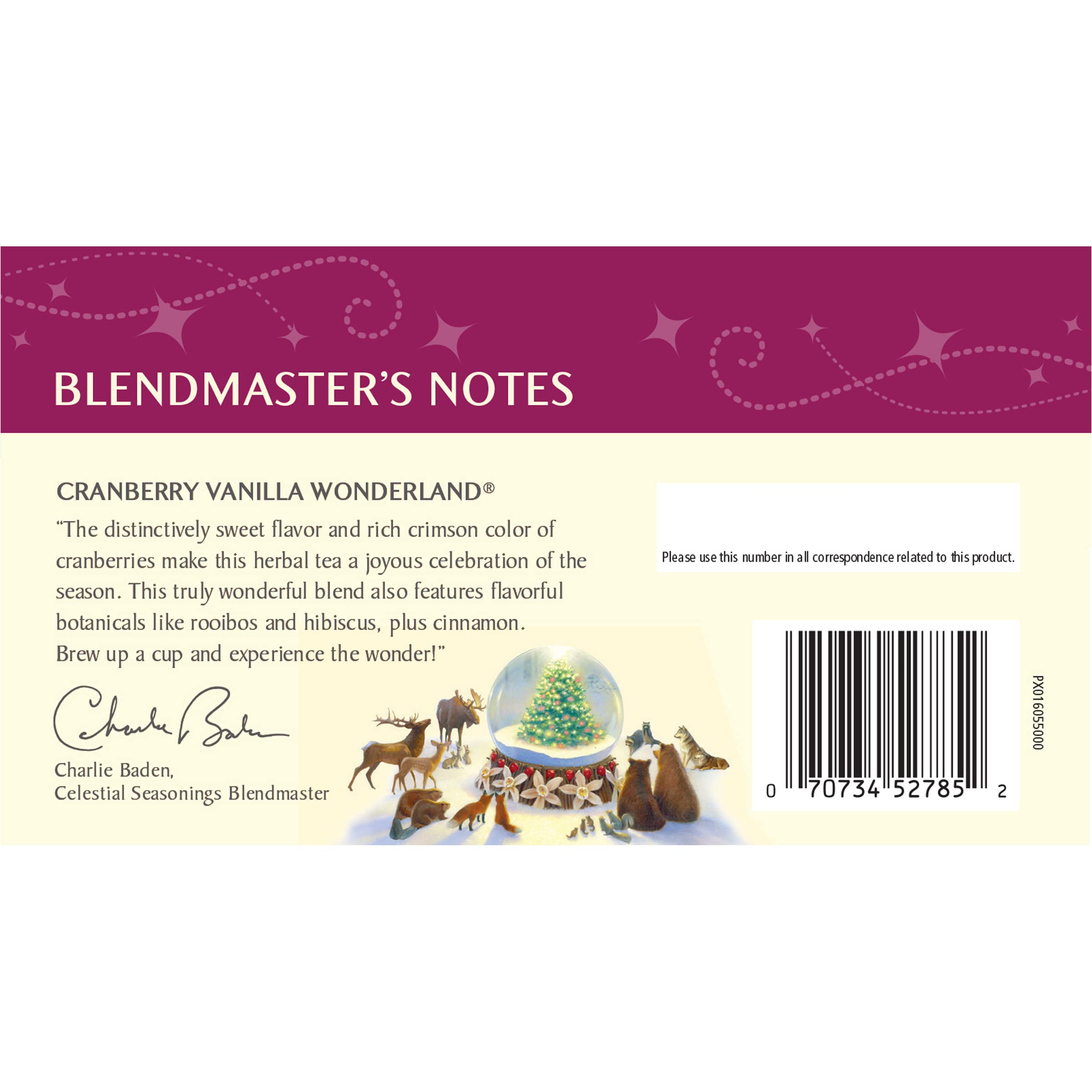 Celestial Seasonings Cranberry Vanilla Wonderland tea bags in a pack, ideal for cozy mornings