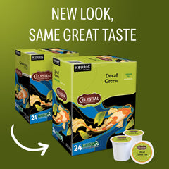Celestial Seasonings decaf green tea steaming cup for late-night relaxation