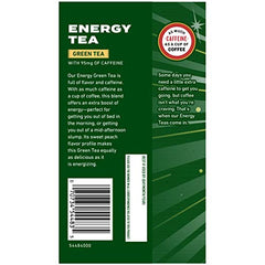 Celestial Seasonings Energy Green Tea cup with steam suggesting a quick energy lift.