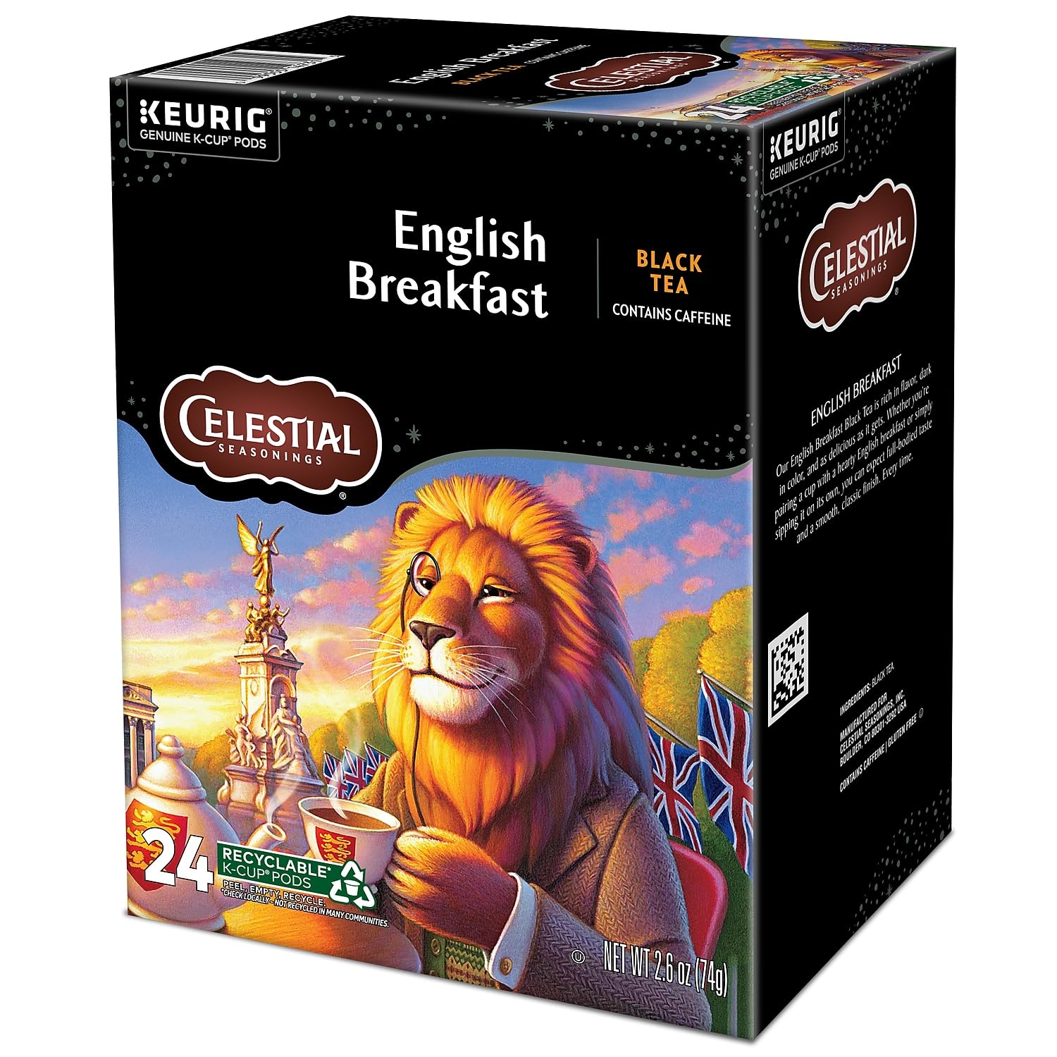 Keurig-compatible Celestial Seasonings English Breakfast single-serve pod for fast brews