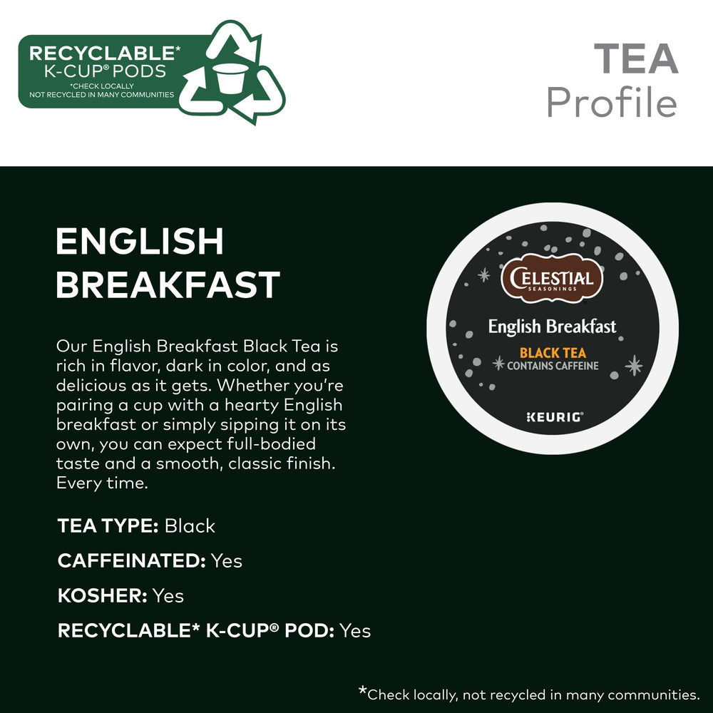 Brewed Celestial Seasonings English Breakfast tea in a mug with inviting aroma