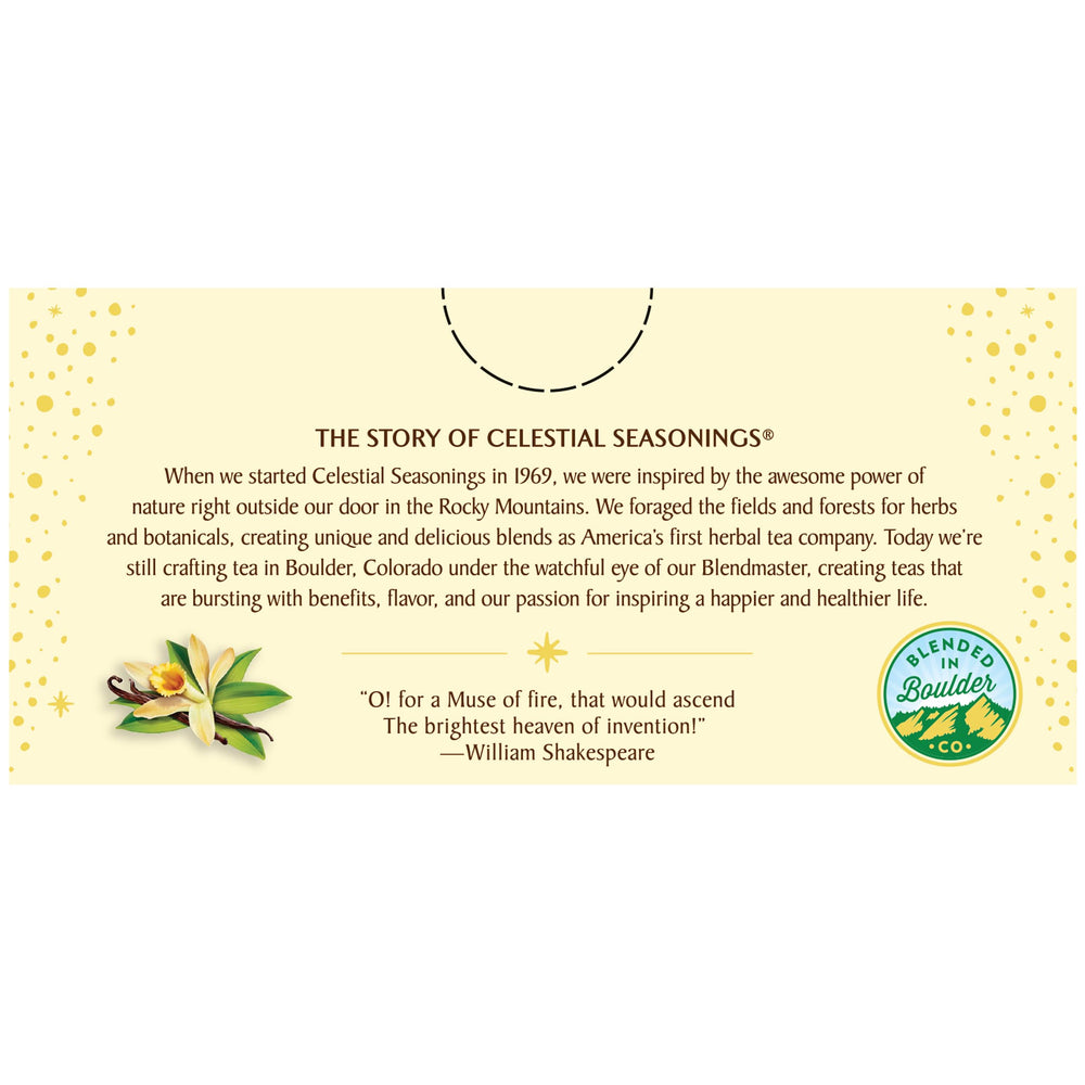 Celestial Seasonings Fireside Vanilla Spice six-pack provides convenient daily supply.
