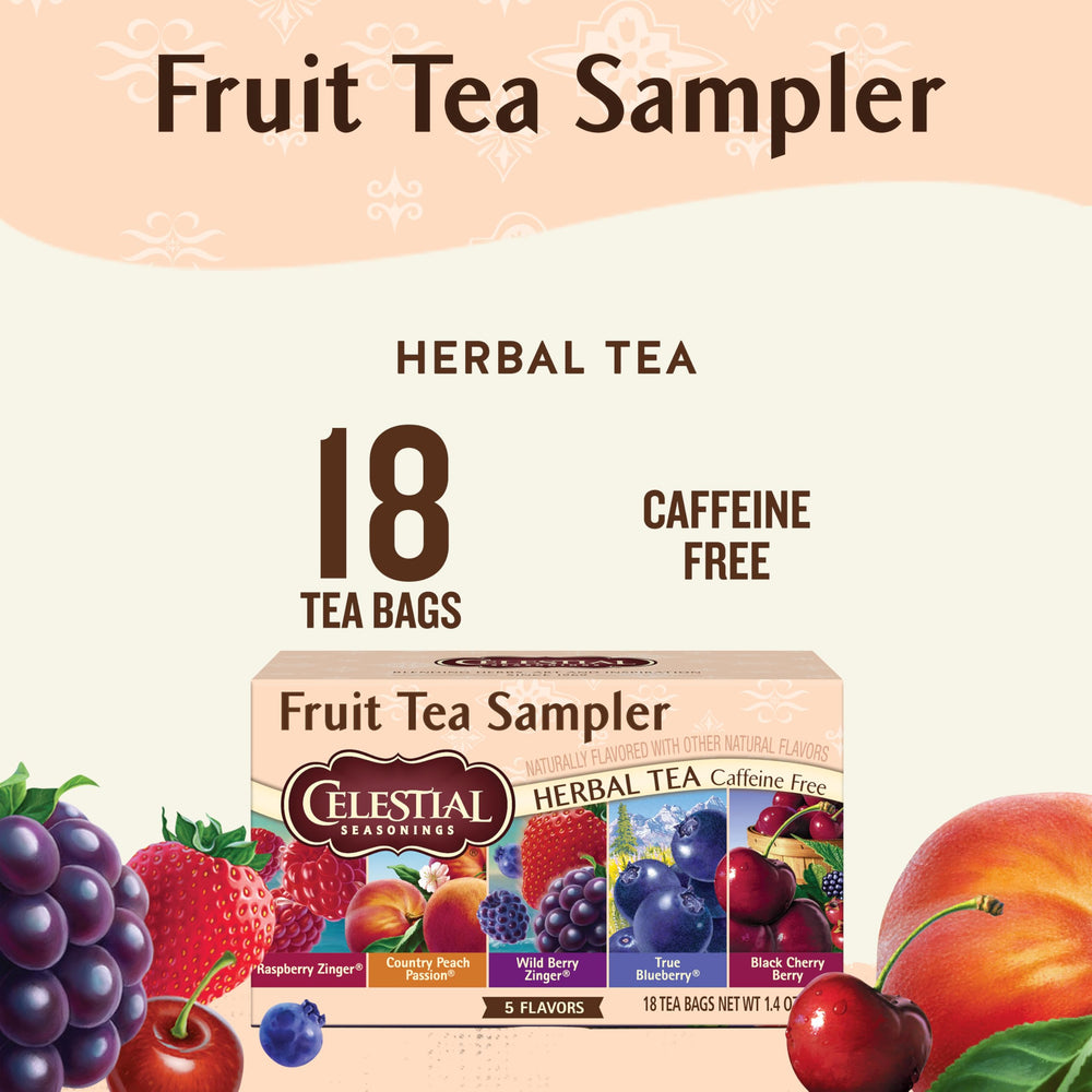 Raspberry Zinger tea bags from Celestial Seasonings for refreshing breaks.
