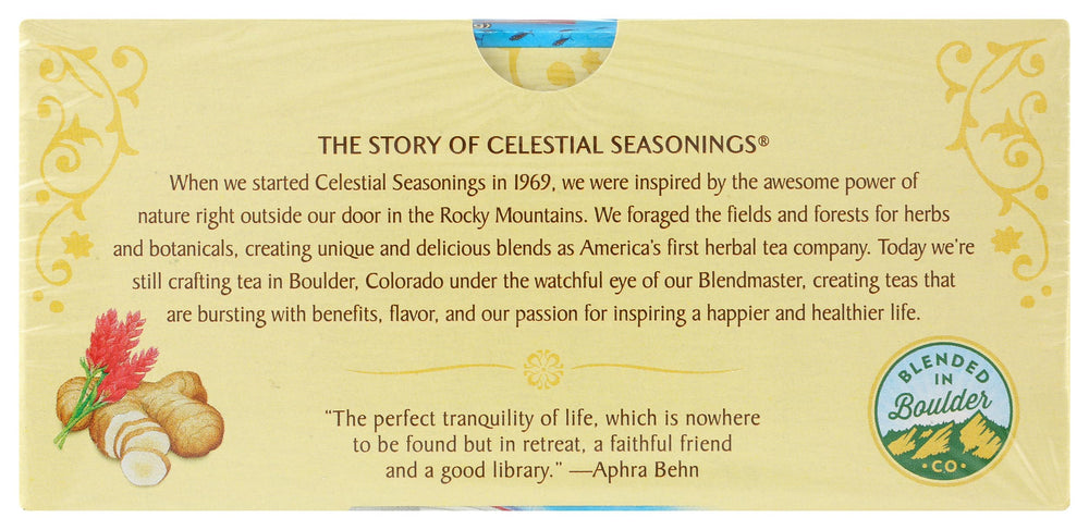 Celestial Seasonings packaging detail close-up informs your tea choice