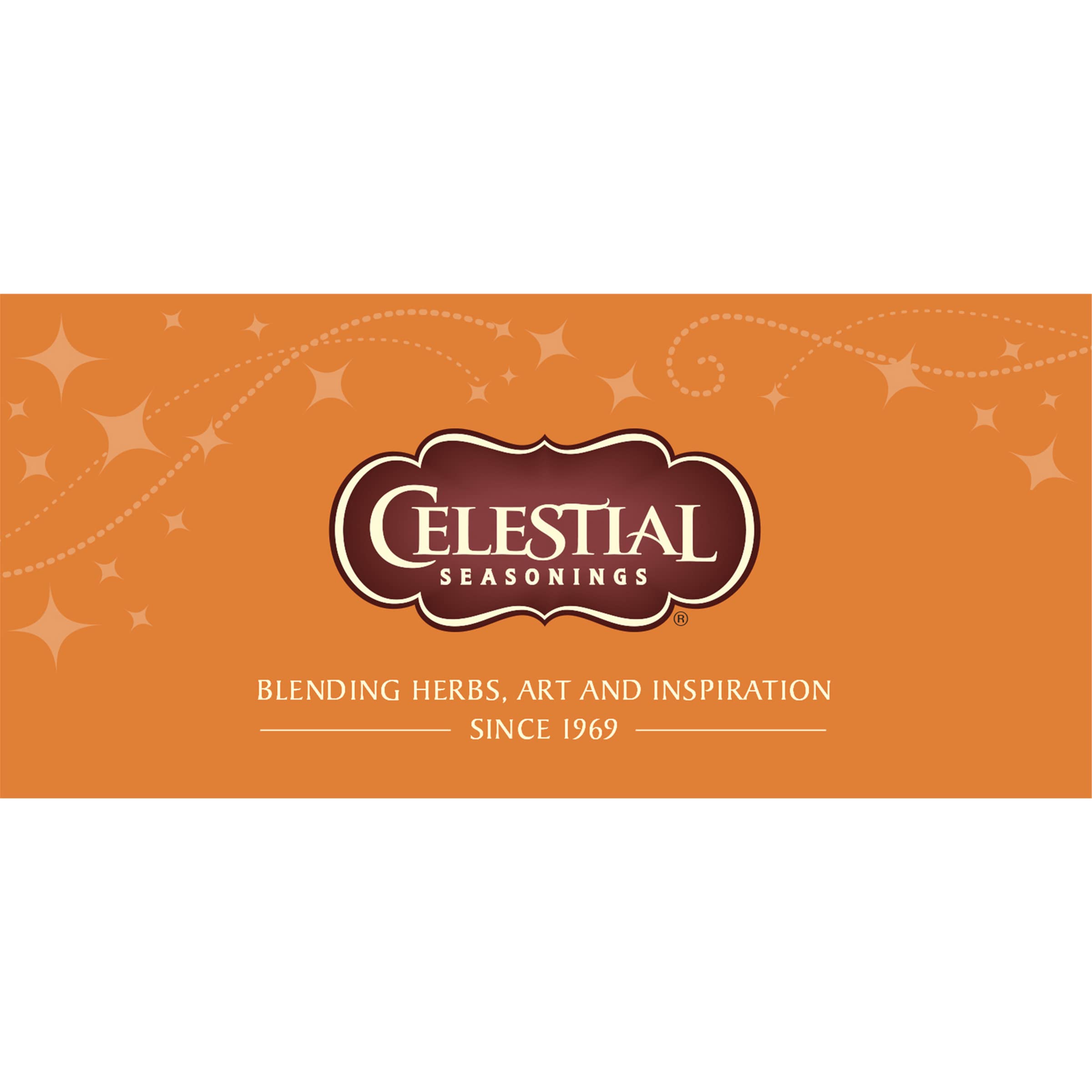 Six-box display of Celestial Seasonings Gingerbread Spice tea set.