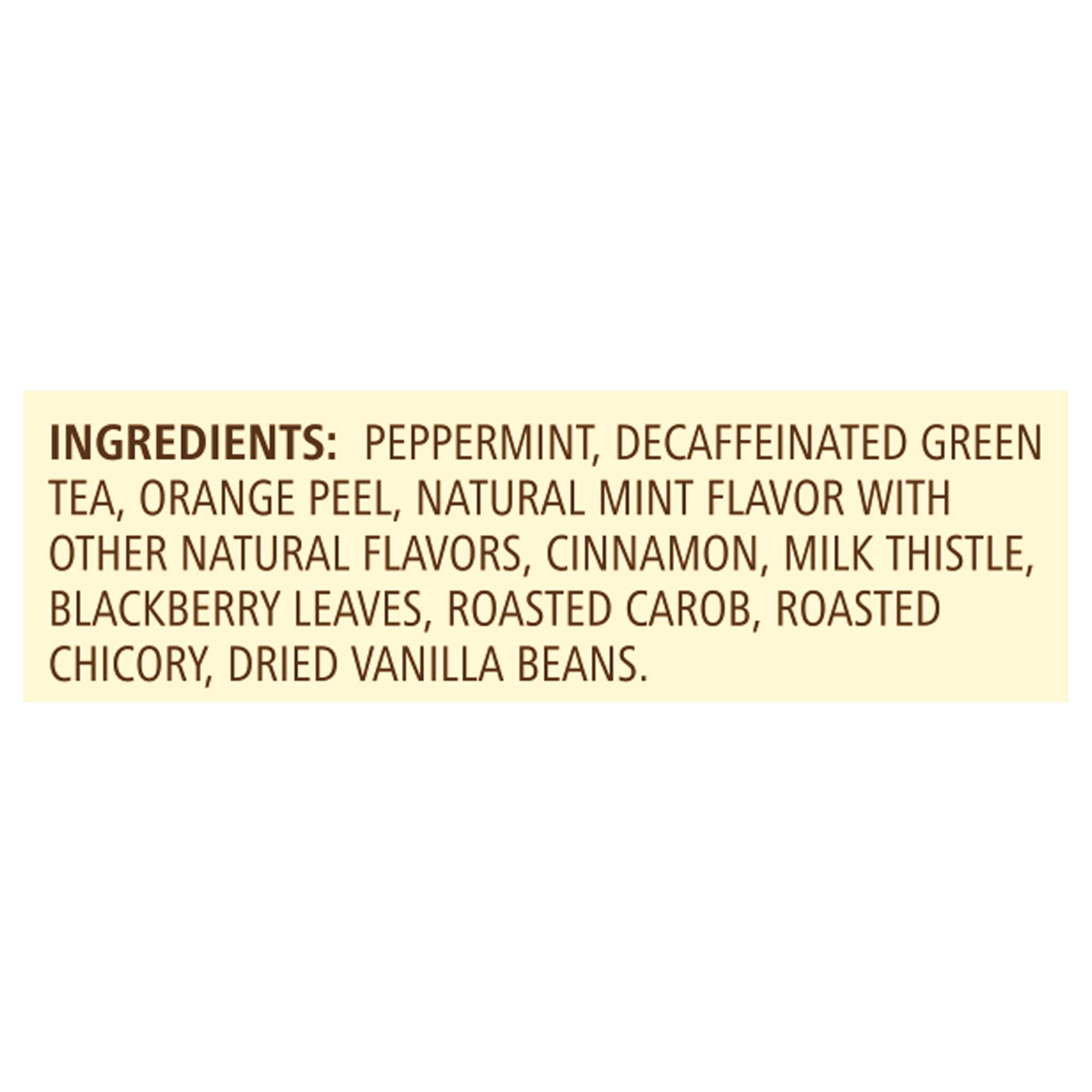 Celestial Seasonings mug setup for a mindful evening ritual with minty vanilla notes.