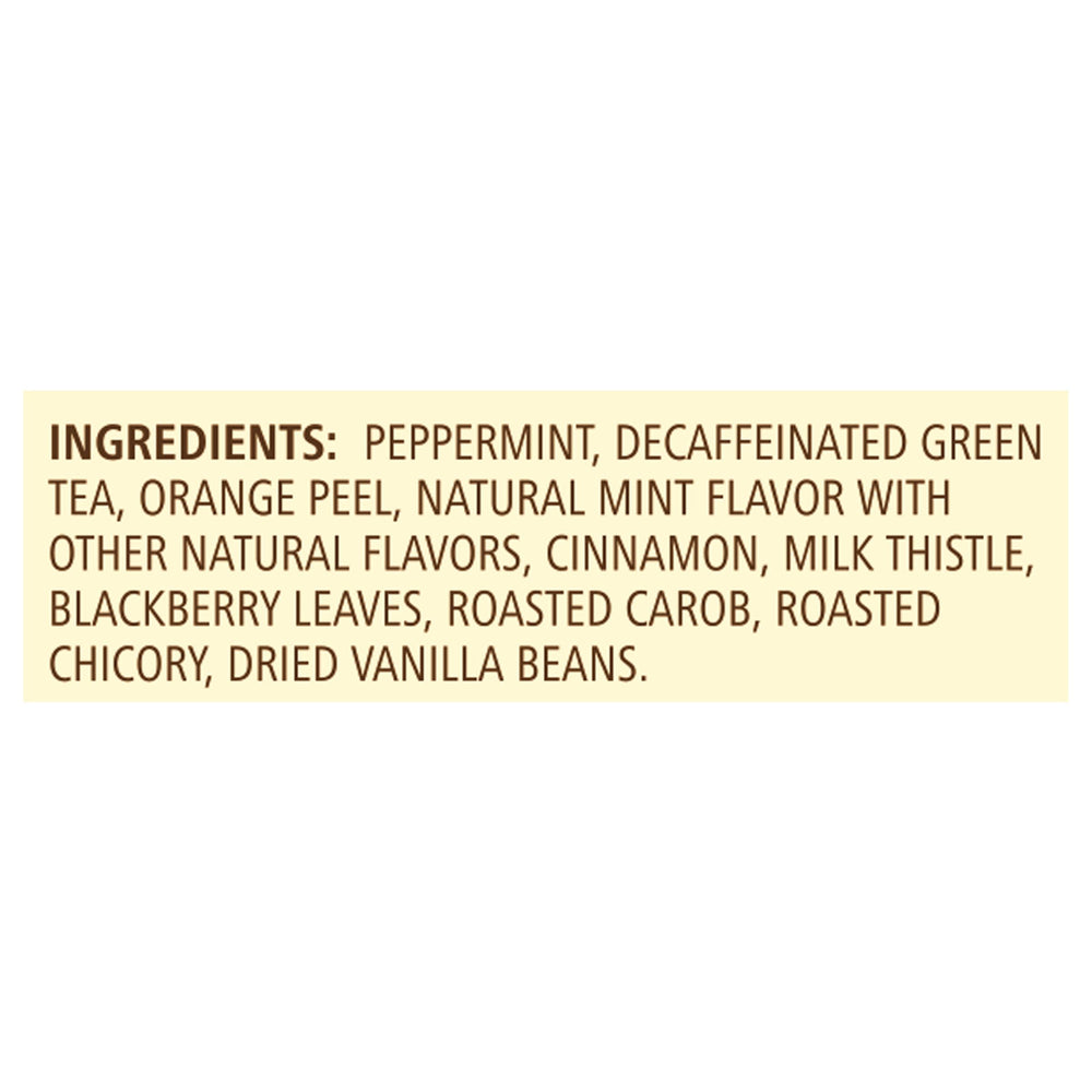 Celestial Seasonings mug setup for a mindful evening ritual with minty vanilla notes.