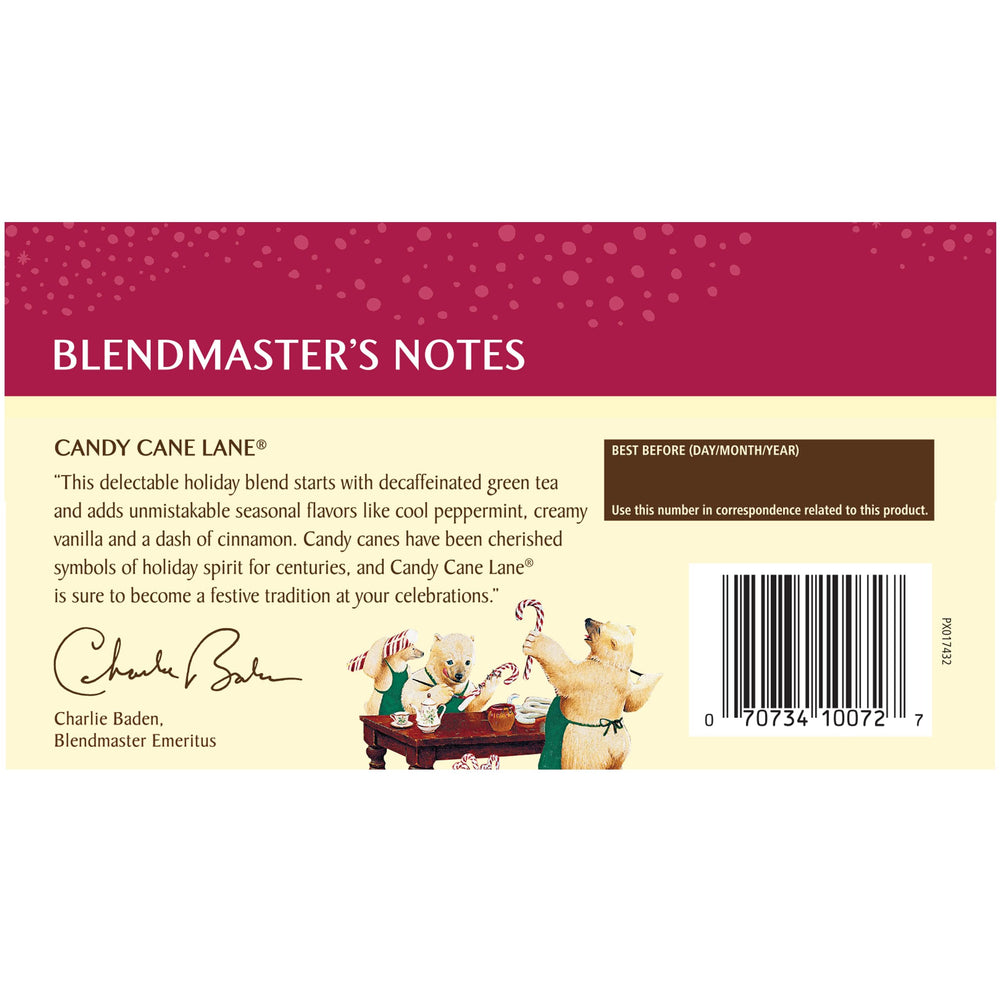 Celestial Seasonings packaging highlighting recycled materials and stringless bags for waste reduction.
