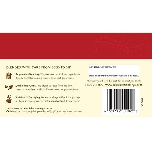 Celestial Seasonings hibiscus-rosehip-lemon blend ingredients, ideal for a natural flavor boost.