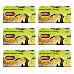 Celestial Seasonings Honey Lemon Ginseng Green Tea box with 20 tea bags for daily refreshment.