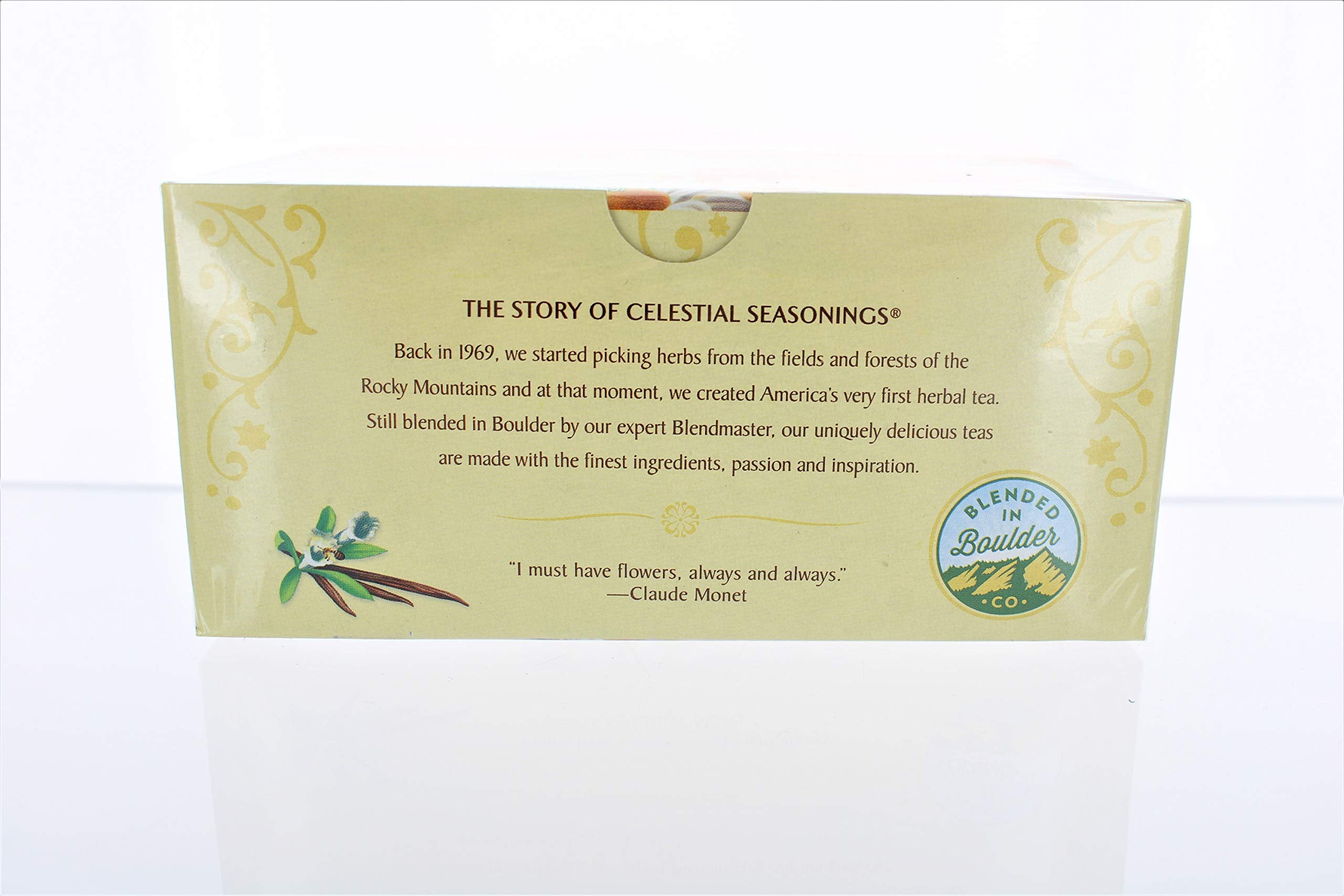 Brewing Celestial Seasonings Honey Vanilla Chamomile Tea releases a warm aroma.