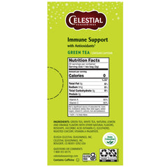 Celestial Seasonings Immune Support Green Tea cup steaming with bright aroma.