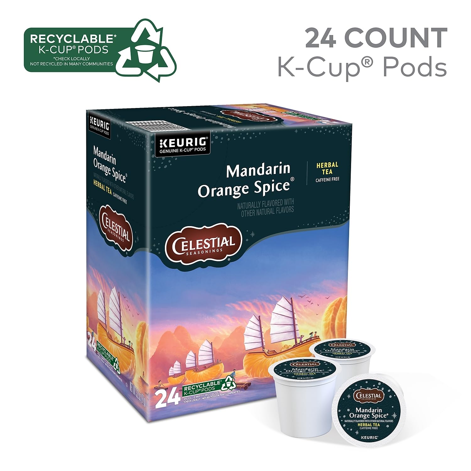 Celestial Seasonings K-Cup pod in cup-ready single-serve setup