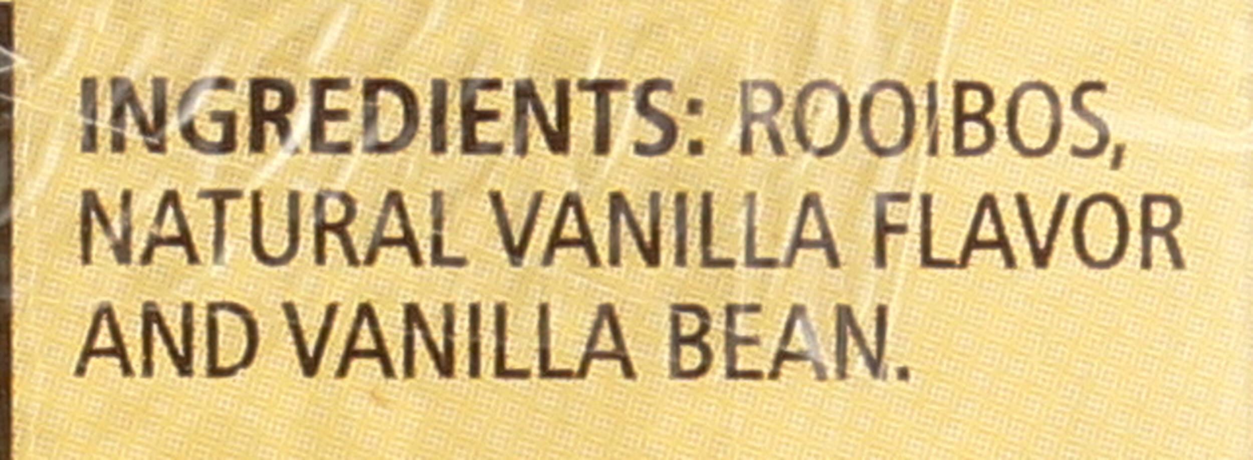 Celestial Seasonings Madagascar Vanilla Rooibos infusion showcases smooth, natural sweetness.