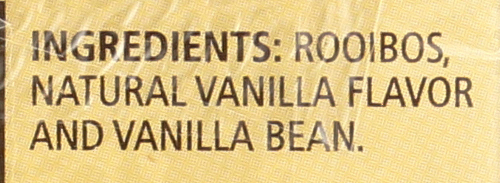 Celestial Seasonings Madagascar Vanilla Rooibos infusion showcases smooth, natural sweetness.