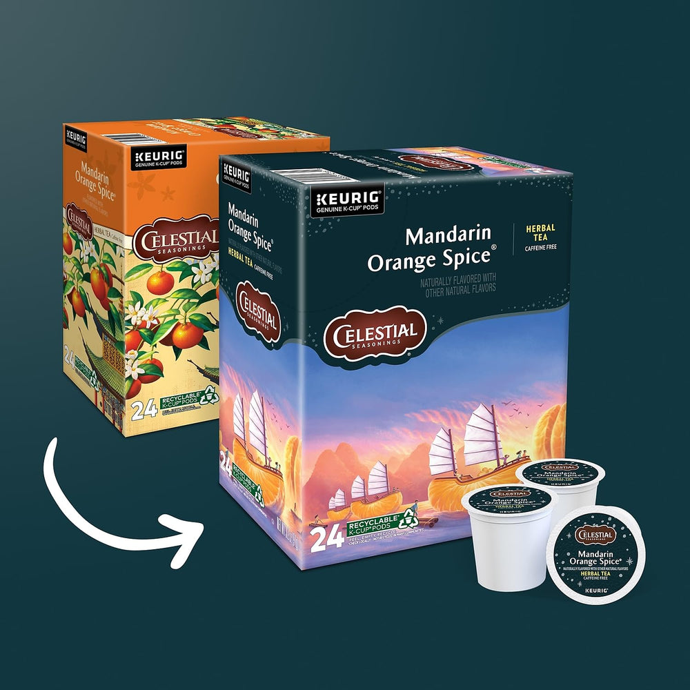 Celestial Seasonings Mandarin Orange Spice tea box 24-count on display