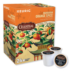 K-Cup brewer cup with Celestial Seasonings Mandarin Orange Spice tea for easy single-serve