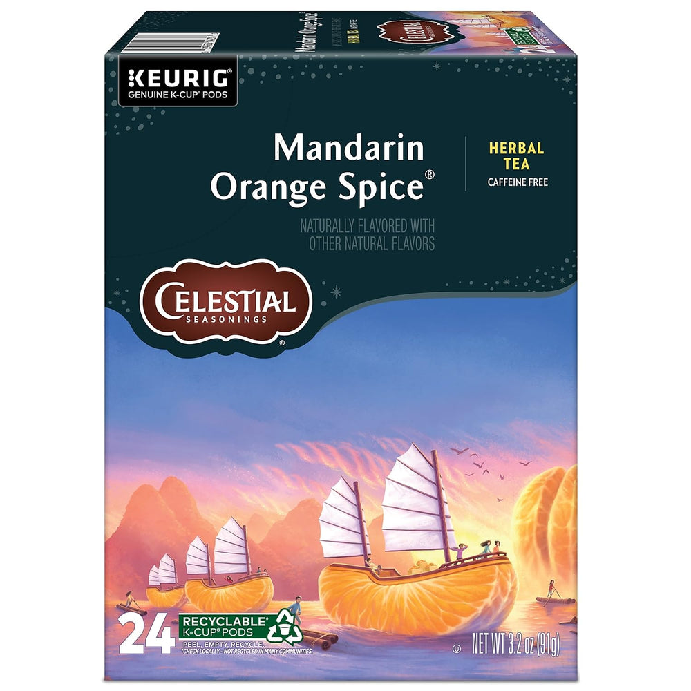 Celestial Seasonings Mandarin Orange Spice tea pour into mug